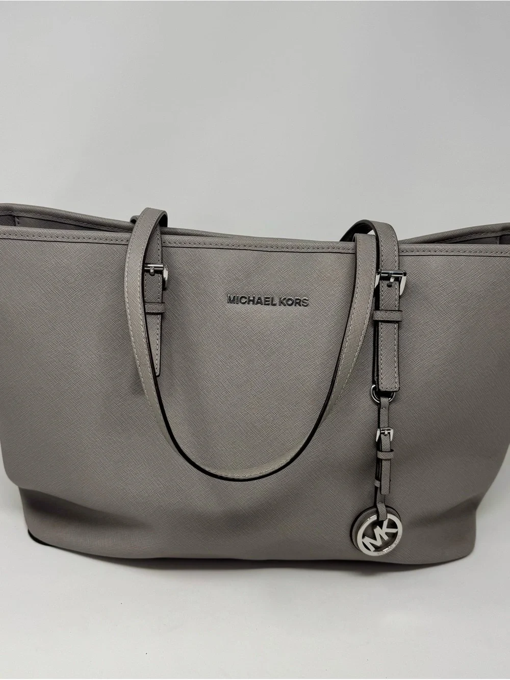 Michael Kors | Grey Saffiano Tote with MK Charm - GUC